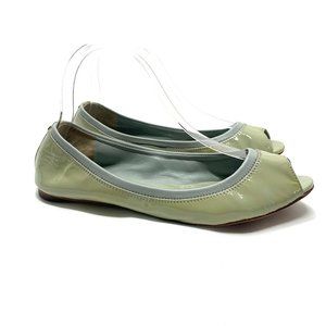 Tory Burch Stylish Green Peep-Toe Flats